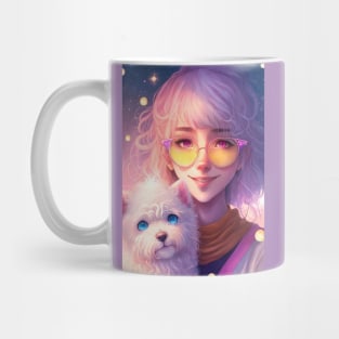 Kawai Anime Dog Lover Illustration - Best gift for dog owner and dog lovers Mug